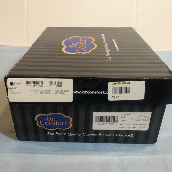 NEW in BOX Dr. Comfort Brian X Depth 10XW Black Shoes, Shoe Horn & Bonus Inserts